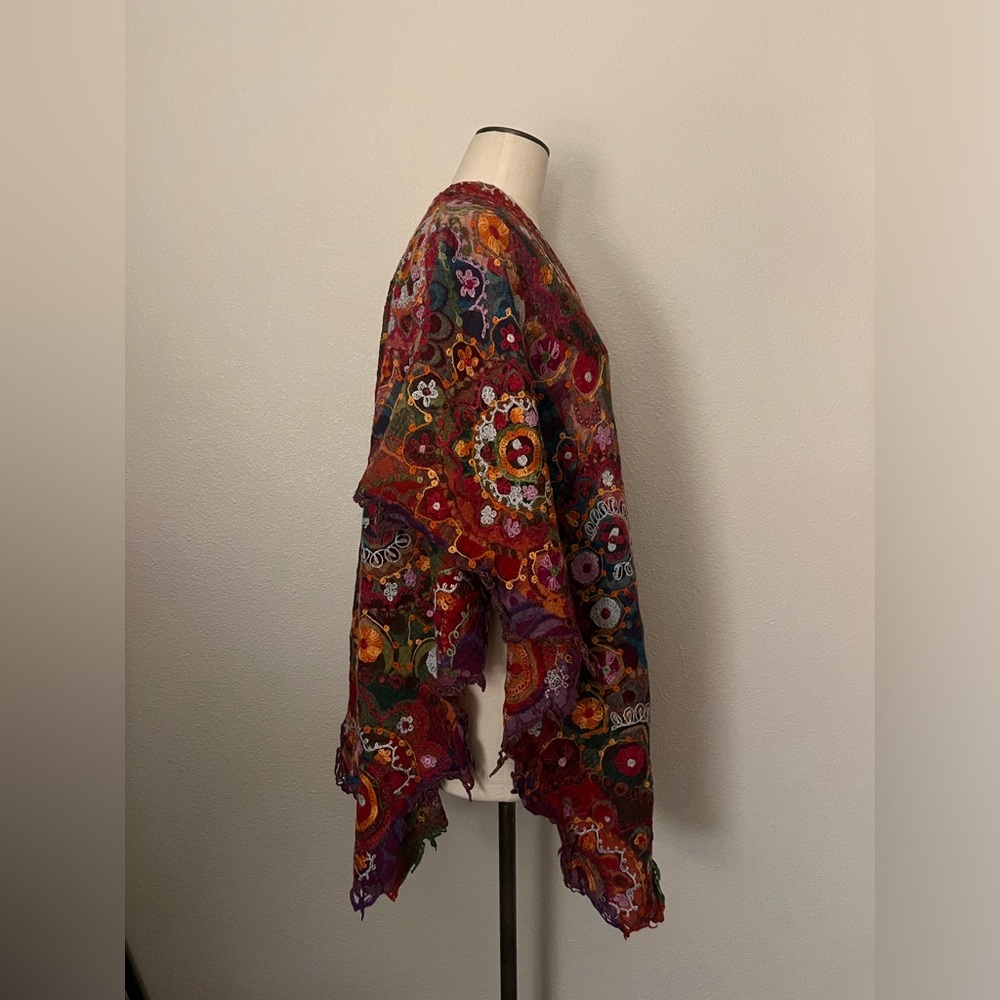 Pinto Ranch Anu Multi-Colored Ruana Wool Wrap - Picture 3 of 6